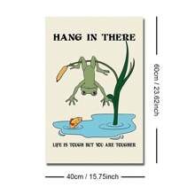 1pc Frameless Hang In There Motivation Frog Mental Health Wall Art Poster Canvas Print Positive Quote Therapy Counsellor Office Decor Painting For Dorm,Bedroom,School,Modern Home Decoration