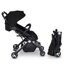 Travel Pram, Lightweight Baby Stroller, Compact Pushchair For Airplane, One Hand Foldable, Buggy With 5-Point Harness - Black - View 3