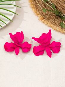 1 par de pendientes vintage exagerados con colgante de flor 3D y ganchos de acero inoxidable, minimalista y versátil para todas las ocasiones