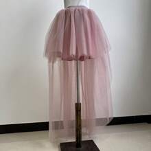 Women's Colorful Stylish Asymmetrical Tulle Skirt, Europe And America Design, Sexy Hem, Suitable For Daily Wear And Stage Performance