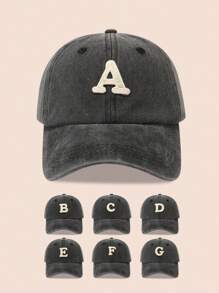 1 pieza Gorra de béisbol con 26 letras para niños, sombrero de sol lavado para niños/niñas pequeños para uso diario, protección UV