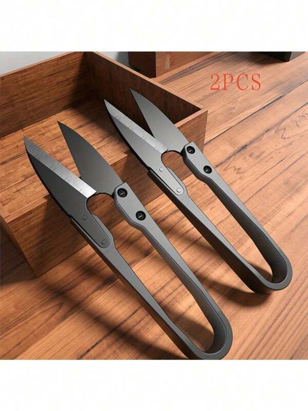 2 Pieces Of Needle And Thread U-Shaped Scissors, Large Black Yarn Scissors, Hand Cross-Stitch Scissors, Small Scissors For Cutting Thread Ends