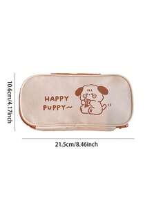1 件可爱小狗图案铅笔盒大容量便携式杂物收纳袋带拉链文具袋学生学习用品袋学校用品学校用品