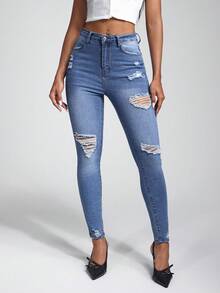 Jeanoix Ripped Detail Skinny Jeans Ripped Jeans