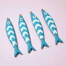5pcs 40x8mm Stainless Steel Enamel Fish Charms Pendant DIY Jewelry Making Accessories Findings For Necklace Earrings Bracelets
