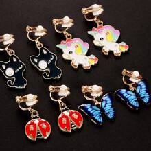 20 Pairs Clip-On Earrings - Cute Animal Designs, Non-Pierced For Girls Halloween Christmas New Year