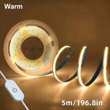 1M/2M/3M/4M/5M Tira de Luz Regulável Touch COB USB, Iluminação Complementar de 5V 8MM Branca e de Tom Quente, Adequada para Iluminação Ambiente, Iluminação Traseira de TV