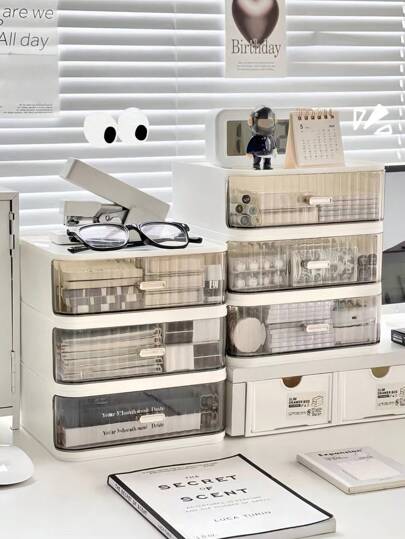 1 pezzo Scatola multilivello minimale a cassetti, organizer da scrivania, contenitore per articoli di cartoleria e accessori in stile INS