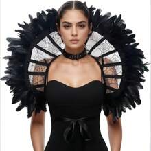 Damen Gothic Stehkragen Vampir Spitzen Cape Kragen Halloween Hexen Cosplay Zubehör Karneval Party Kostümparty Accessoires