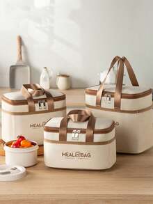 1pc Insulated Lunch Bag Tote Cooler, Thick Aluminum Foil, Waterproof Lunch Bag For Office Workers And Students - Multicolor - View 1