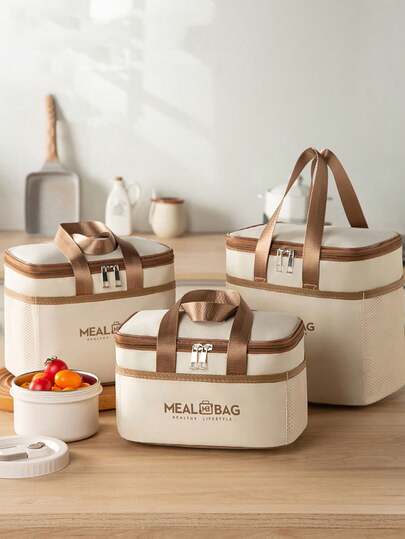 1pc Insulated Lunch Bag Tote Cooler, Thick Aluminum Foil, Waterproof Lunch Bag For Office Workers And Students