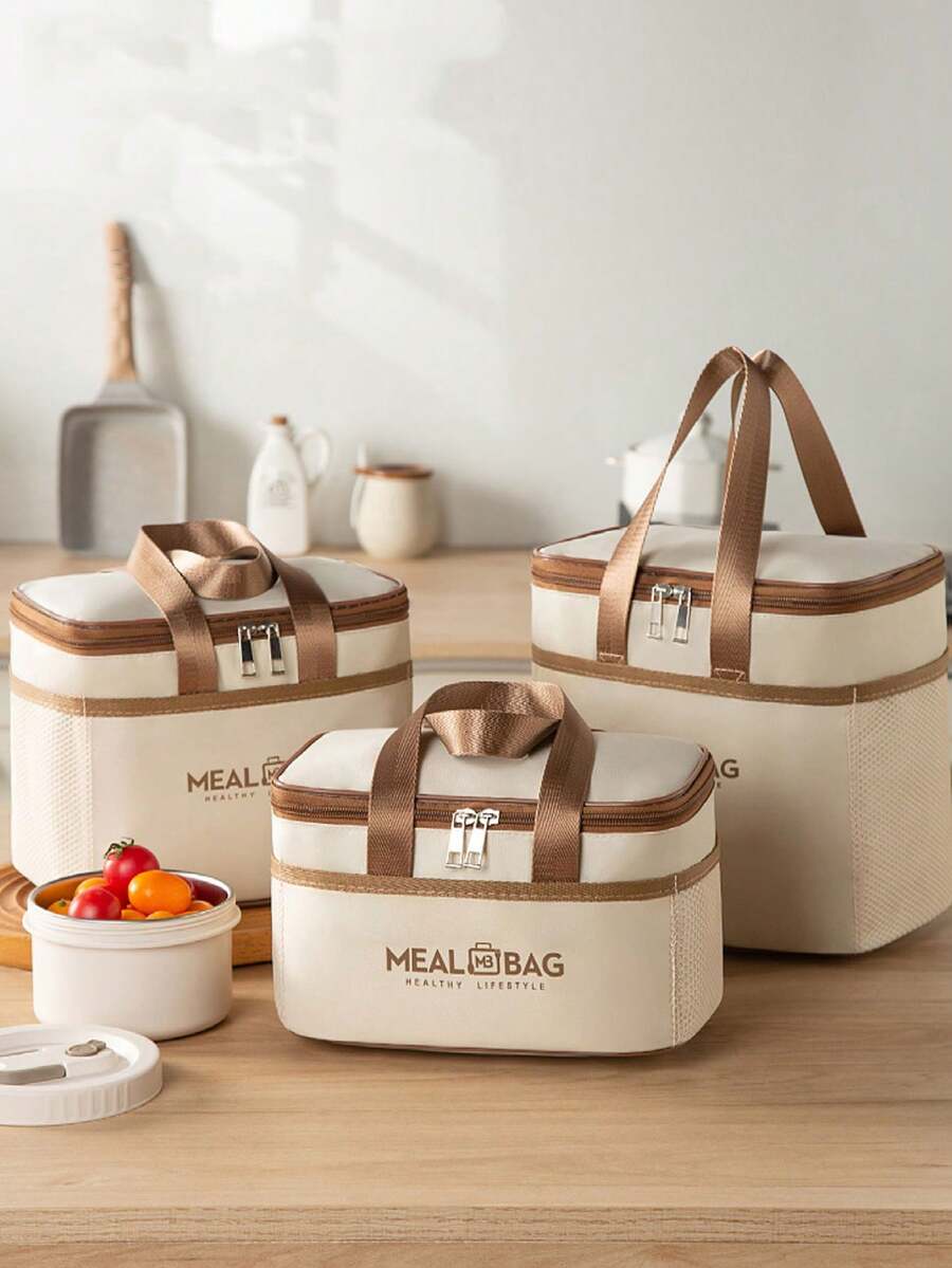 1pc Insulated Lunch Bag Tote Cooler, Thick Aluminum Foil, Waterproof Lunch Bag For Office Workers And Students - Multicolor - View 1