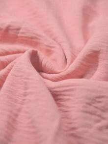 女式简约宽松直筒裤纽扣上衣，朴素休闲波西米亚风纯色两件套，开学万圣节秋冬 - 粉色 - 查看 4