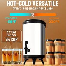 1 Pc Stainless Steel Beverage Dispenser, Multi-Purpose Ice Bucket Outdoor Sprayer, Large Capacity Layered Lid Design, Collapsible Bottom Commercial Insulated Drink Server With Handle, For Adding Ice And Hot Water, Suitable For Party Beer & Juice Storage - Black - View 4