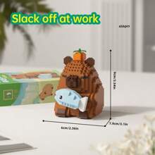 Set de blocuri de construcție cu tematică animală Capybara, 400+ bucăți, decor de birou și ameliorare a stresului, cadou pentru familie/birou, vehicul de jucărie de asamblat, potrivit pentru ziua de naștere, Ziua Tatălui, Ziua Mamei, nuntă, absolvire