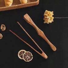 1 件木制食物夹 烧烤夹 沙拉夹 糕点夹 面包夹 - 棕色 - 查看 5