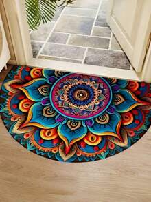 1 Stück bunter, boho-artiger Mandala Eingangsmatte - waschbar, leicht und langanhaltend aus Polyester, farbenfroher Halbkreis-Entwurf, geeignet für Innen- und Außenbereich, Eingangsmatte | Boho-Stil Matte | Waschbare Matte, Waschbarer Teppich, Heimdekoration - Verschiedenfarbig - Übersicht 16