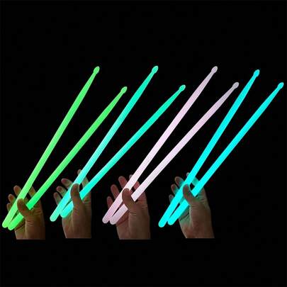 1-Pair 5A Luminous Drumsticks Classic Waterdrop Tip Nylon Neon Colored Glowing Drum Sticks - Ideal For Beginners Stage Performers