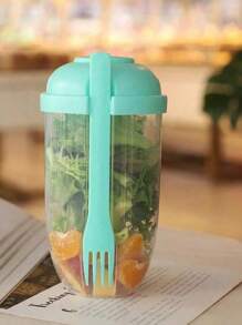 2/1 Pieza Taza portátil para ensalada con tapa y tenedor - Transparente, Recipiente mezclador de PP adecuado para ensaladas frescas, verduras y frutas - Adecuado para llevar el almuerzo y el desayuno, Mezclador de ensalada enlatada, Taza de avena con cuchara y tapa, Taza de leche y yogur bajo en grasa, Taza portátil para pérdida de peso adecuada para un estilo de vida saludable, Útiles escolares adecuados para mujeres, Útiles escolares de vuelta a la escuela, Botellas de agua, Exterior, Camping