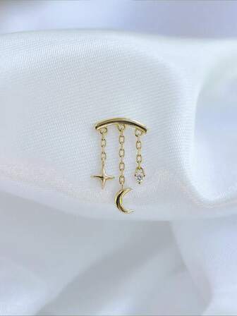 EleRunis 1PC 925 Sterling Silver Tassel Kite Studs Flat Back Cartilage Helix Piercing Jewelry For Women Daily Wear Wedding Party Engagement Anniversary Valentine's Day