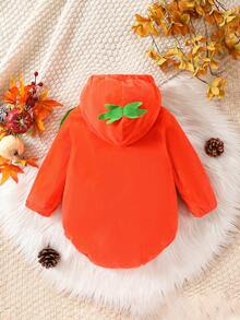 Baju Terusan Bayi Berkerudung Lengan Panjang Motif , Halloween - Jeruk - View 2