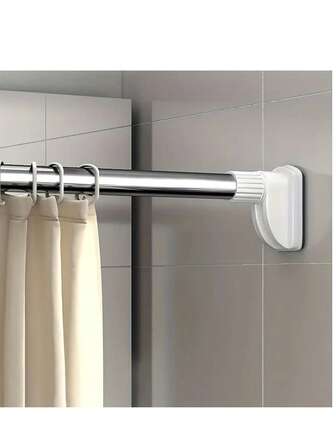 1 件多功能可调节窗帘杆，无需钻孔，安装简便，可用作浴帘杆、门帘杆、衣柜支撑杆、晾衣架和浴室配件浴室配件返校