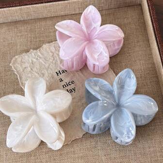 Set de 3 pinzas de pelo grandes con flores en degradado de acrílico, pinzas elegantes y sofisticadas para recogidos, moños y coletas para mujeres, accesorio chic para salidas diarias, viajes y vacaciones - Pinzas de pelo, agarraderas y sujetadores de pelo