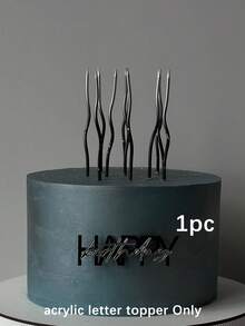 1/5pcs Happy Birthday Cake Topper Acrylic Birthday Cake Toppers Cup Cake Toppers Decoration Ornaments Gold&Black Letter Topper Cake Plug-In For Cake Baking Supplies Birthday Party Decorations - Multicolor - View 9