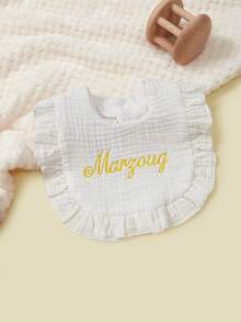 1pc Customized Lace U-Shaped Bibs, Personalized Embroidery Baby Name/Birthday, Soft Cotton Material,Chic Autumn,Baby Gift, Commemorative