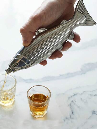 1pc Stainless Steel Fish Shaped Hip Flask, Unique Design Portable Alcohol Bottle For Camping & Outdoor