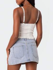 Women Lace Trim Camisole Spaghetti Strap Tank Tops Sleeveless Cami Shirt Summer Going Out Top - trắng - Xem 3