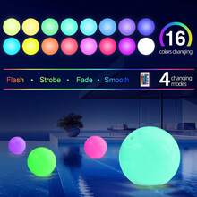 Light Up Beach Ball - 16" LED Floating Pool Ball Large Inflatable Pool Toys With 16 Colors Lights And 4 Modes With Remote Control Outdoor Pool Party Games(4-6-8Pcs) - Black - View 5
