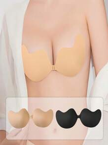 2pairs Mango-Shaped Silicone Nipple Cover Light And Weightless With Clasp Shoulder Strap Invisible Silicone Chest Patch Push-Up Bra Pull-Up Underwear Breast Patch