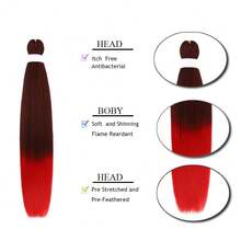 Ombre Pre Stretched Braiding Hair 30 Inch 8 Packs Synthetic Crochet Braids Hot Water Setting Professional Soft Texture Synthetic Hair Extensions 30 Inch 1B 27 - 1B/Merah (Ombre Hitam ke Merah) - View 2