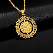1 pieza Collar colgante de moneda dorada vintage, lujoso, exquisito y único con circonita cúbica para mujer, para boda, uso diario, vacaciones, festival de música, aniversario, regalo de pareja, regalo para ella