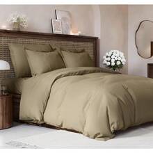 Cover Queen Size Set - Extra Soft Queen Size Duvet Cover 90 X 90 With 2 Pillow Shams - Hotel Luxury Easy Care And Fade Free W/ Zipper Closures & Ties - Breathable Bedding Set (Light Sage Green) - 16 - 卡其色(無被子) - 查看 8