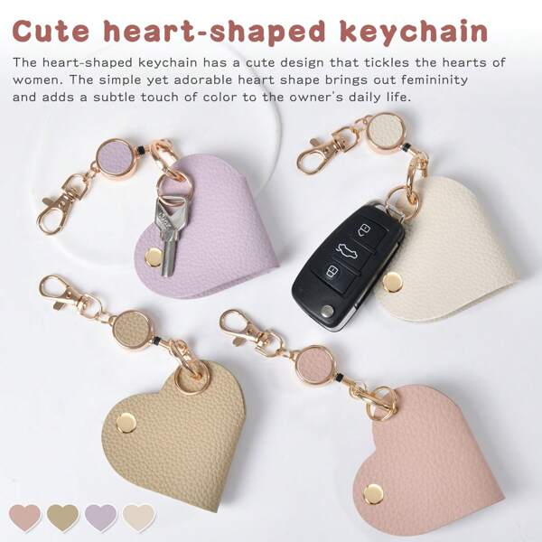 1pc Faux Leather Heart Shaped Keychain Personalized Heart Keyring Retractable Keyring Valentine's Day Gift For Women Wallet Mini Wallet Purse Wallet Money Wallet