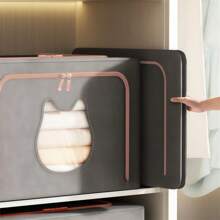 1 pièce de grande capacité Bacs de rangement pliables avec fenêtre transparente, boîtes de rangement rectangulaires, cadre en acier galvanisé pliable et imperméable. Organisateurs polyvalents pour armoire avec fermeture à rabat. Rangement sous le lit. Boîtes de rangement en tissu de qualité supérieure pour vêtements et livres. Solutions idéales pour le déménagement et l'emballage. Chambre à coucher, organisateur, rangement à la maison. T-shirt blanc femme, pantalon noir femme, vêtements d'hiver pour dames, robe