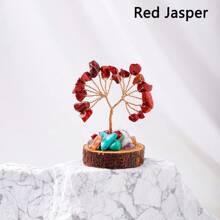 1PC Mini Natural Gemstone Chakra Lucky Tree With Wood Base | Home Office Desk Living Room Crystal Decor