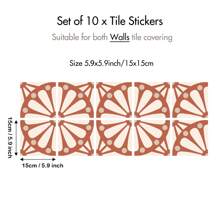 10 piezas de 15x15cm Pegatinas de azulejos de terracota en forma de sol estilo bohemio, autoadhesivas, impermeables, de vinilo, para decorar la pared, escaleras, cocina, baño, etc.