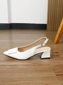 Nouveaux sandales élégantes et pour femmes d'été, talons hauts blancs, talons épais à bout pointu, confortable sandales compensées à enfiler mi-talon, brides sandale Babies à bout fermé