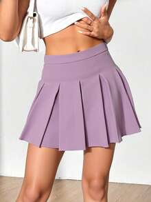 Falda tableada corta mujer dama moda - Lila Púrpura - Ver 1