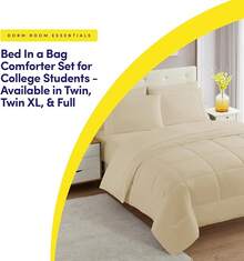 JIANGTAO-Dorm Room Essentials College Bedding Comforter Set 5 Piece Twin XL Size Bed In A Bag For College Students Boys And Girls, Twin XL, Navy Blue - 米色 - 查看 5