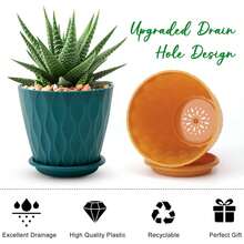 5pcs Plastic Flowerpots With Trays | Thick PP Material, Modern Wavy Texture, Enhanced Drainage, Suitable For Indoor/Outdoor Garden Plants | Multi-Color Value Pack Home Decor Vase Room Decor Flower Vase Glass Vase - Multicolor - View 6