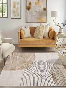 1pc Minimalist Style Carpet, Combination Of Lines And Geometric Patterns, Muted Color Palette, Large Area Rug, Decorative Carpet, Home Decor Carpet, Dirt-Resistant, Comfortable, Washable Carpet, Area Rug, Carpet, Living Room Decor Carpet, Living Room Carpet, Bedroom Decor Carpet, Bedroom Carpet, Bathroom Decor Carpet, Bathroom Mat, Study Room Decor Carpet, Wardrobe Decor Carpet, Bathroom Decor Carpet - Multicolor - View 3