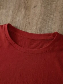 Camiseta gráfica de mujer de manga corta con cuello redondo, de moda con estampado de corazón, para uso diario casual - Rojo y blanco - Ver 4