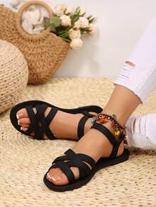 Flower Beach Sandals New Arrival Women's Flat Oversized Slippers For Outdoor And Casual Wear,Spring Summer Outfits - Black - View 2