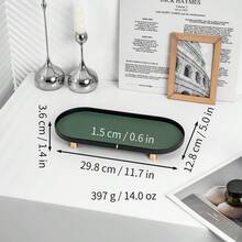 Stylish Nordic Oval Tray With Metal Feet & Leather Cushion – Versatile Bathroom/Kitchen Storage Organizer For Cosmetics, Jewelry & Decor | 3 Sizes (L/M/S) & 3 Colors (Beige/Brown/Dark Green) – Perfect For Home, Hotel, Party & Holiday Use - Multicolor - View 11
