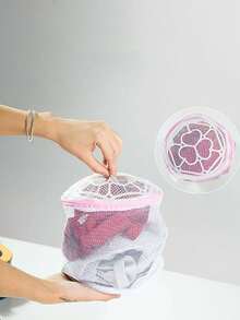 1pc Bra Underwear Care Wash Bag Laundry Net Wash Bag (Pillar Flower Pattern Random). - White - View 5