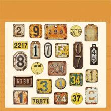 1 Packung 24 Stück Retro rostiger Stil Zahlen und Monate Aufkleber, personalisierte Junk Journal Ästhetik, Scrapbooking, DIY Collage Kartenmaterial, personalisierte Notizbücher, Kunst Planer, Büro- und Schulbedarf, Schulmaterial, Schulanfang